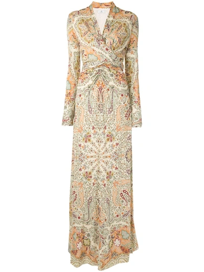 Shop Etro Paisley-print Ruched Dress In Multicolour