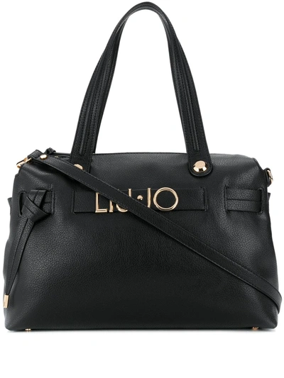 Shop Liu •jo Logo-lettering Tote Bag In Black