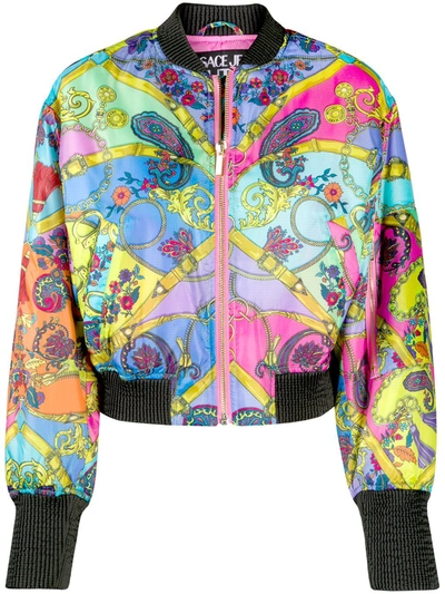 Shop Versace Jeans Couture Paisley Fantasy Print Bomber Jacket In Blue