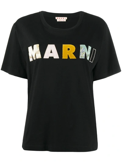 Shop Marni Logo Patch T-shirt In Black