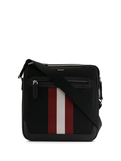 Shop Bally Striped Detail Shoulder Bag In Black