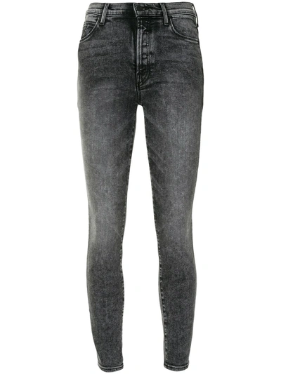 Shop Mother Light-wash Skinny Jeans In Grey