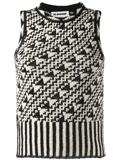 Shop Jil Sander Intarsia Knit Tank Top In Black