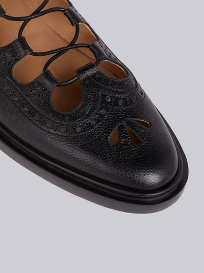 Shop Thom Browne Black Pebbled Calfskin Ghillie Brogue