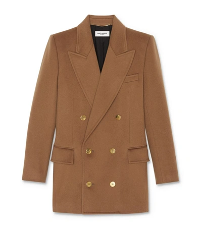 Shop Saint Laurent Wool-cashmere Double-breasted Tailored Jacket