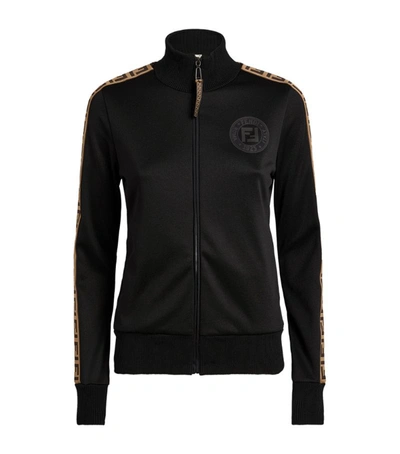 Shop Fendi Logo Tape Zip-up Jacket