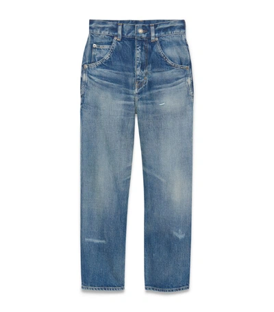 Shop Saint Laurent High-rise Straight Cropped Jeans
