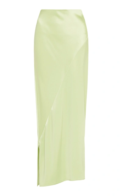 Shop Paris Georgia Women's Side-slit Satin Maxi Skirt In Green