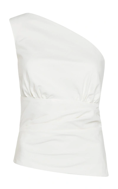Shop Paris Georgia Women's Lula Asymmetric Silk-cotton Top In White