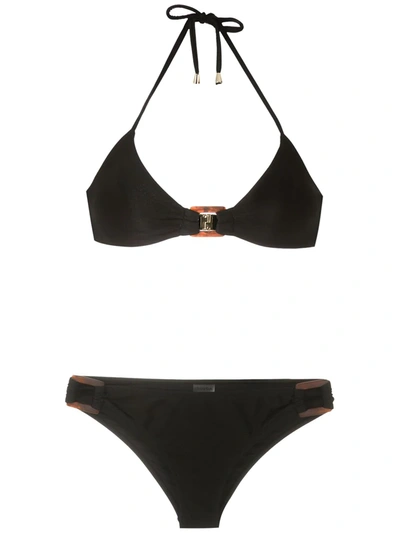 Shop Isolda Pipa De Lycra Trilobal Bikini Set In Black