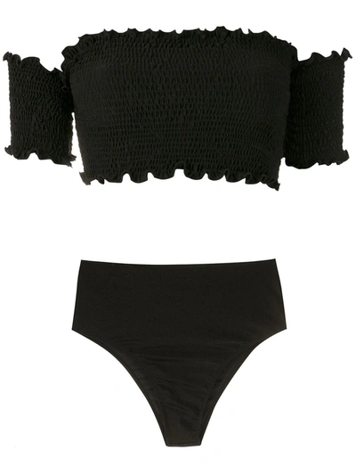 Shop Isolda Prainha Lycra Trilobal Bikini Set In Black