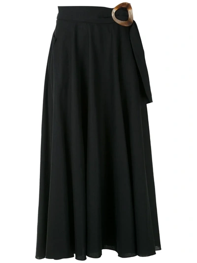 Shop Isolda Guava Linen Skirt In Black