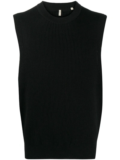 Shop Sunflower Ribbed-knit Sleeveless Vest In Black