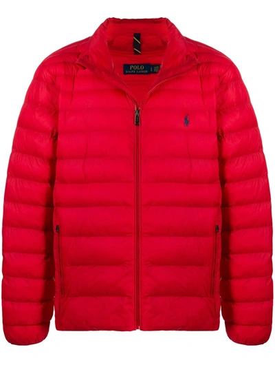 Shop Polo Ralph Lauren Embroidered Logo Jacket In Red