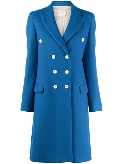 Shop Alysi Double Breasted Coat In Blue