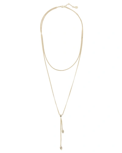 Shop Alexander Mcqueen Double-wrap Pavé Skull Necklace In Gold