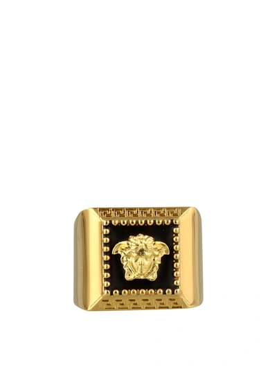 Shop Versace Medusa Squared Ring In Gold