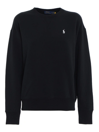 Shop Polo Ralph Lauren Logo Embroidery Sweatshirt In Black