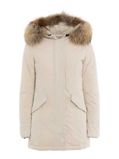 Woolrich Ivory Polyester Luxury Arctic Down Jacket In Light Grey