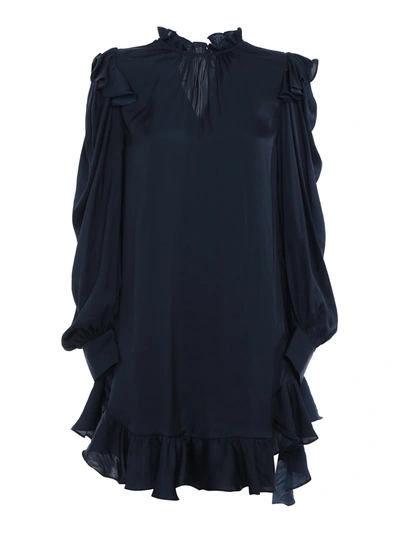 Shop Zadig & Voltaire Ruins Satin Short Dress In Dark Blue