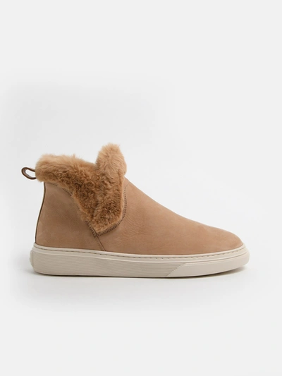 Shop Hogan Beige Slip-ons In Brown