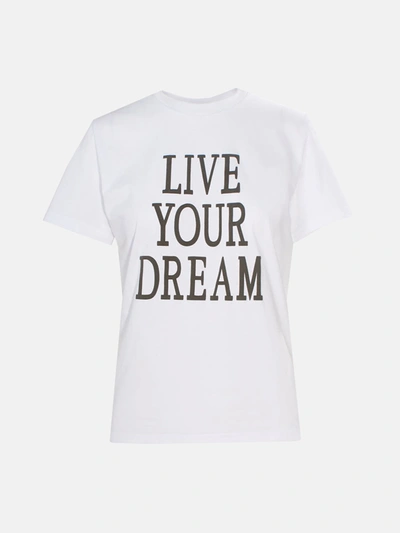 Shop Alberta Ferretti T-shirt Live Your Dream Bianca In White