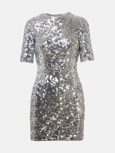 Shop Dolce & Gabbana Vestito Paillettes Argento In Silver