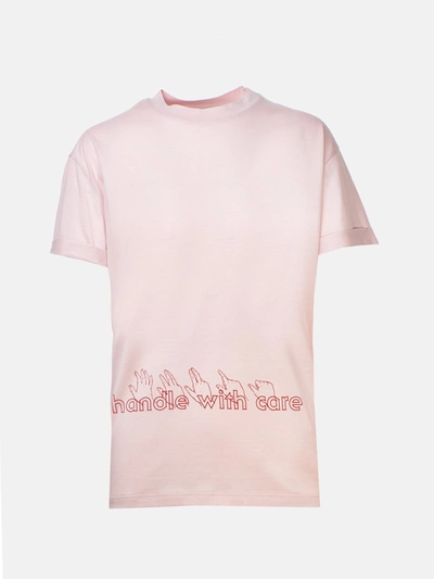 Shop Stella Mccartney T-shirt Hadle With Care Rosa In Pink