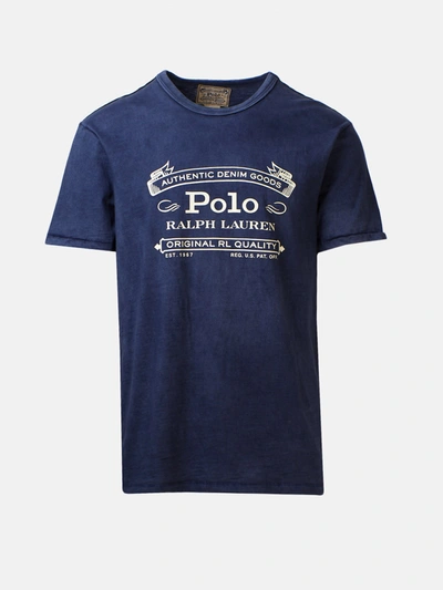 Shop Polo Ralph Lauren T-shirt Scritta Blu In Navy
