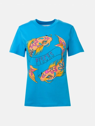 Shop Alberta Ferretti T-shirt Pesci Azzurra In Light Blue