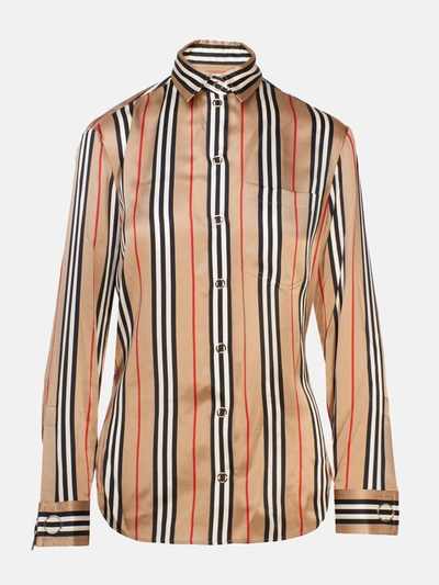Shop Burberry Camicia Godwit_223 Lunga Check In Beige