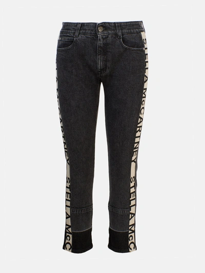Shop Stella Mccartney Jeans Skinny Banda Lat. Neri In Black