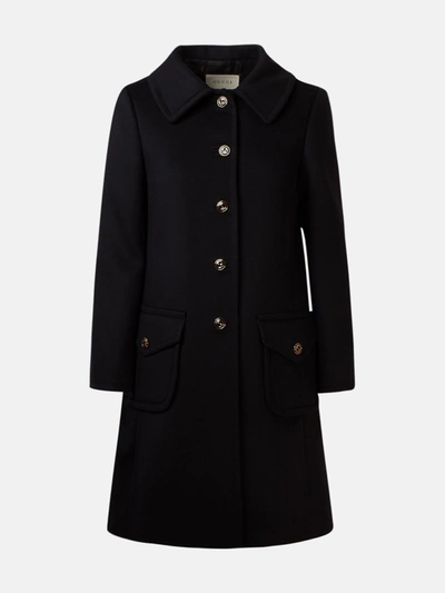 Shop Gucci Cappotto Lana Nero In Black