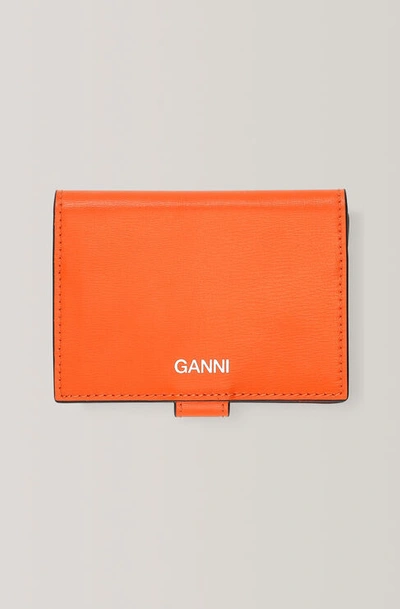 Shop Ganni Textured Leather Mini Wallet Dragon Fire One Size