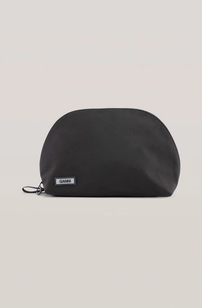 Shop Ganni Tech Fabric Toiletry Bag In Black