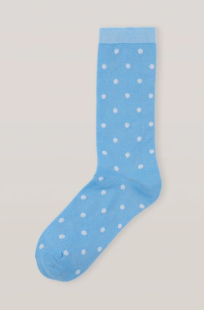 Shop Ganni Polyamide Dots Socks In Alaskan Blue
