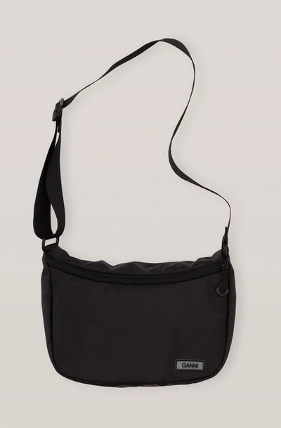 Shop Ganni Recycled Tech Shoulder Bag Black One Size