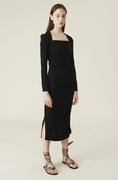 Shop Ganni Viscose Jersey Dress In Black