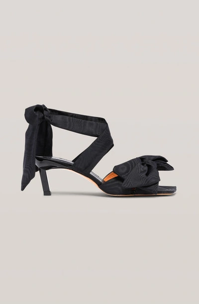 Shop Ganni Heeled Bow Sandals In Black