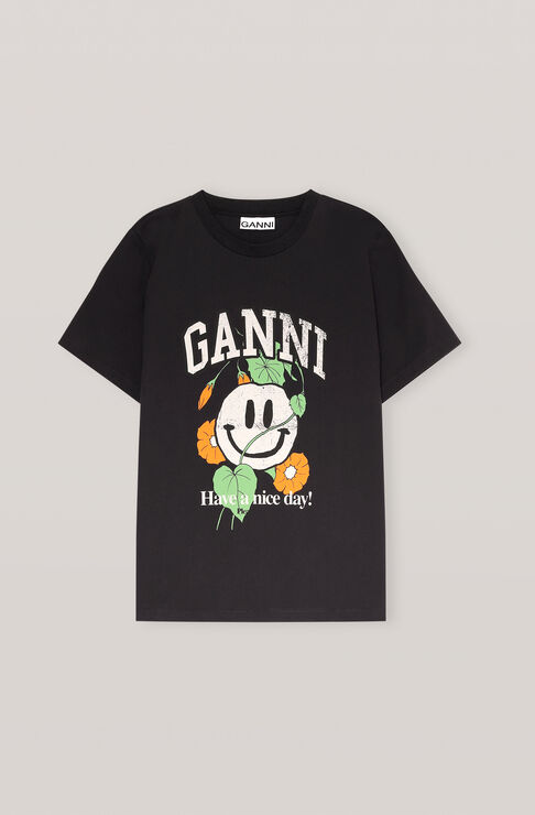 ☆関税込☆GANNI☆(W) Ganni Yellow Smiley Relaxed T-Shirt ☆ (Ganni