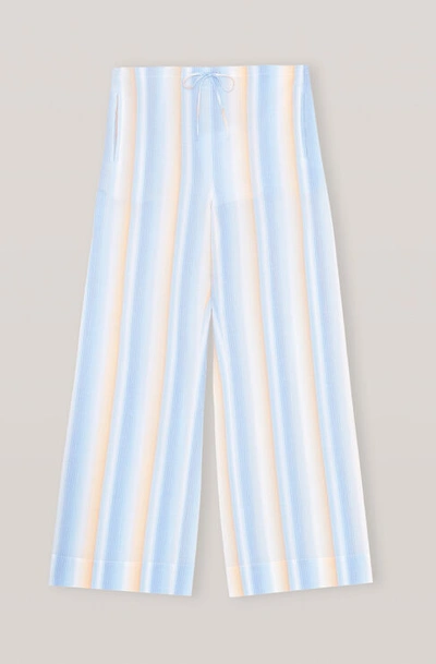 Shop Ganni Seersucker Stripe Pants In Heather