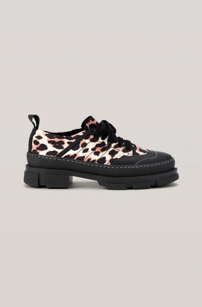 Shop Ganni Nylon Hybrid Sneaker In Leopard