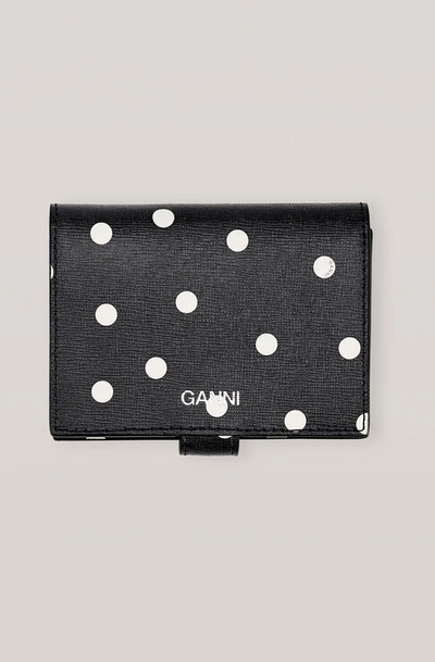 Shop Ganni Leather Mini Wallet In Sky Captain