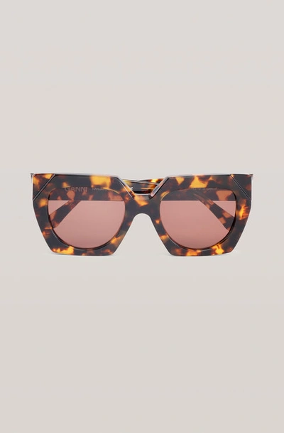 Ganni Biodegradable Oversized Sunglasses Tortoise One Size In Tortoise