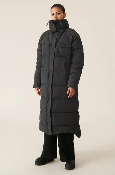 Shop Ganni Heavy Tech Oversized Puffer Coat Phantom Size L/xl