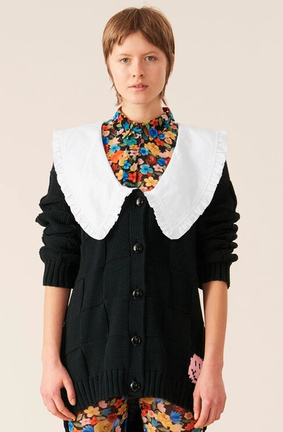 Shop Ganni Cotton Robe Knit Cardigan Black Size Xxs