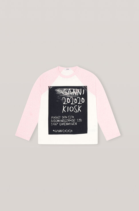 Ganni Upcycled Slub Jersey Raglan T-shirt, Kiosk In Silver Pink | ModeSens