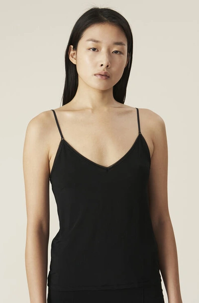 Shop Ganni Rayon Underwear Slip Top Black Size L
