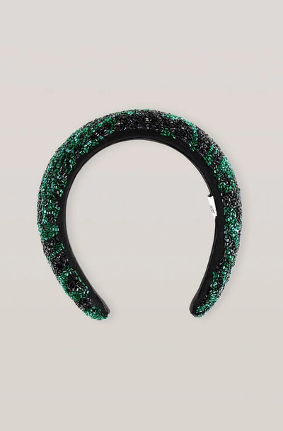 Shop Ganni Padded Beaded Headband In Black