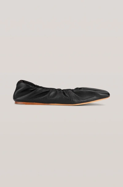 Shop Ganni Napa Foldable Ballerina In Black